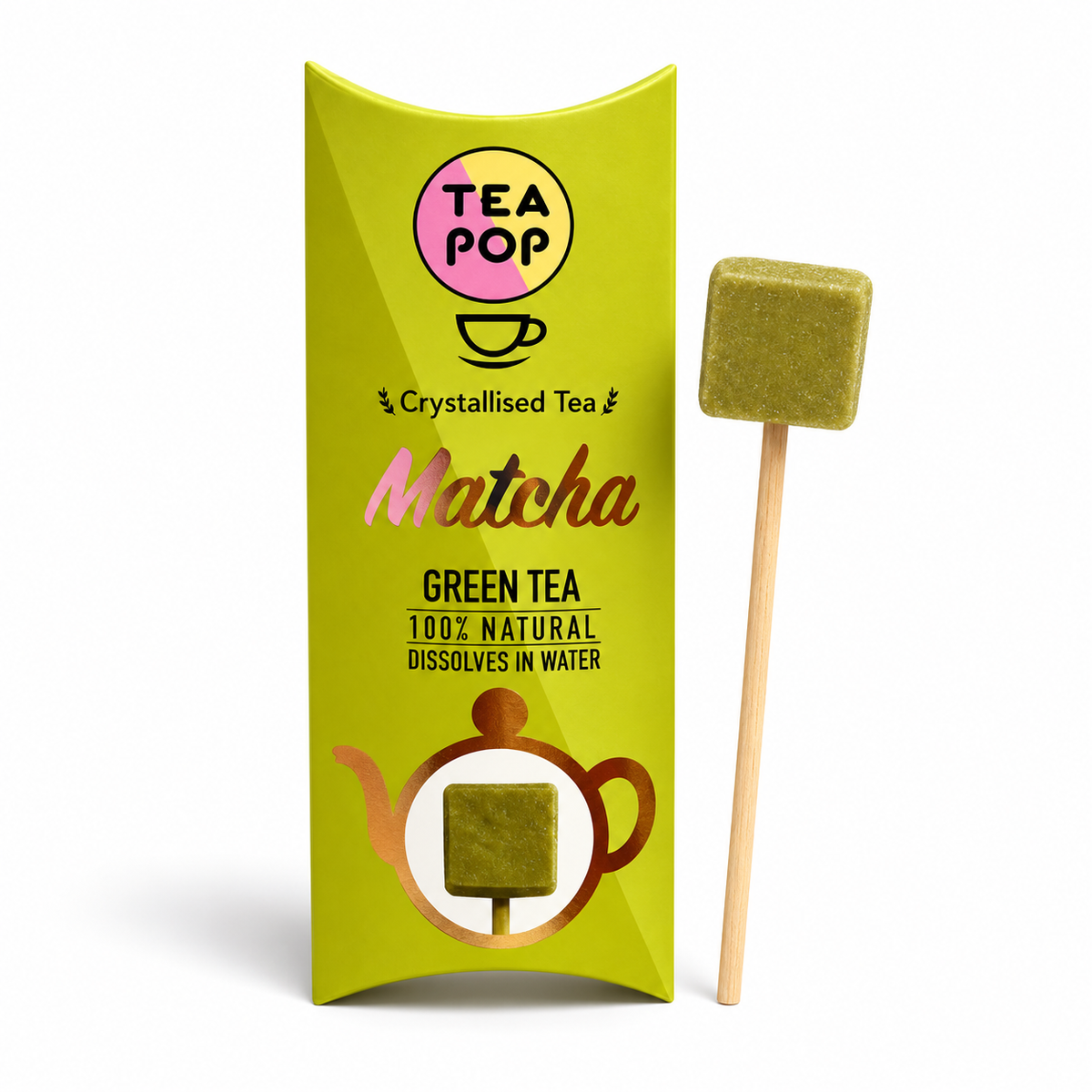 Matcha se zeleným čajem na špejli
