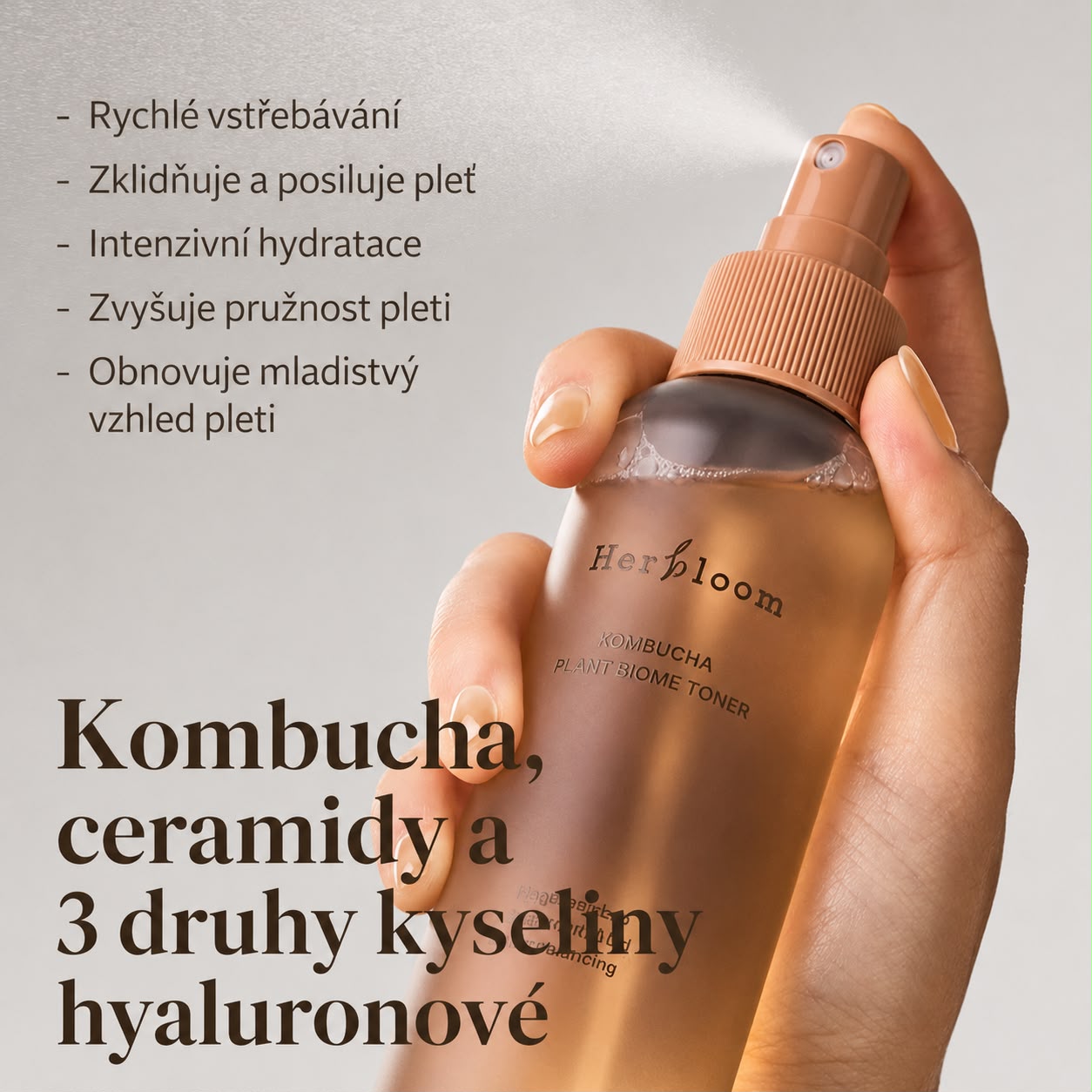 Zklidňující hydratační tonikum ve spreji s kombuchou