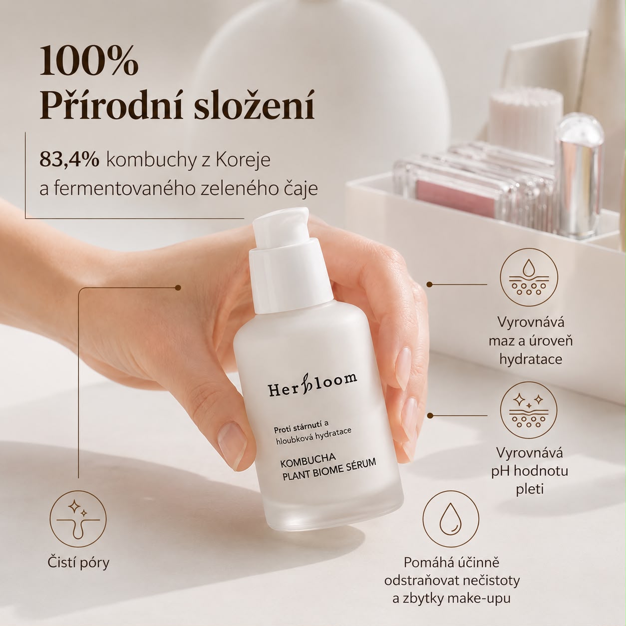 Rozjasňující hydratační sérum s kombuchou